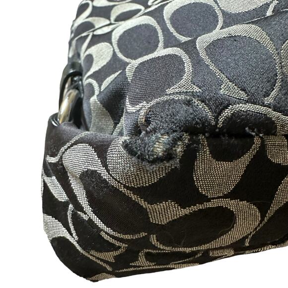 Coach | Black and Gray Ashley Signature Sateen Carryall Bag Mom Bag Travel - Picture 13 of 16